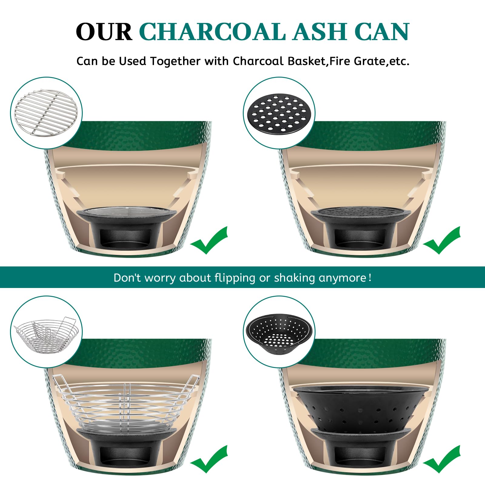 KAMaster ash can emptying into metal ash bin showing tidy disposal benefit