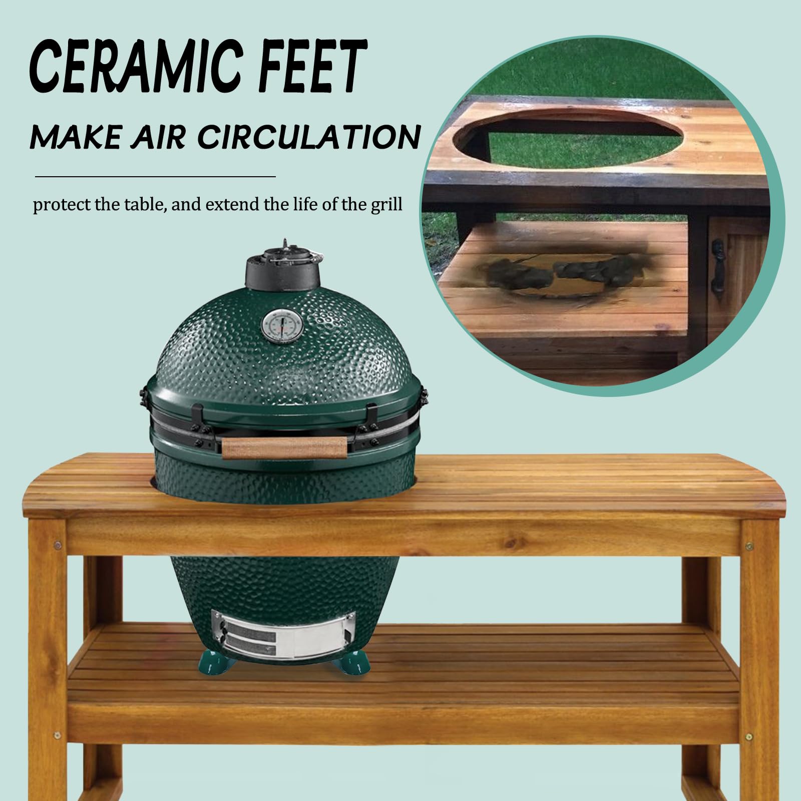 KAMaster feet beside ruler showing one-inch lift for safe heat clearance
