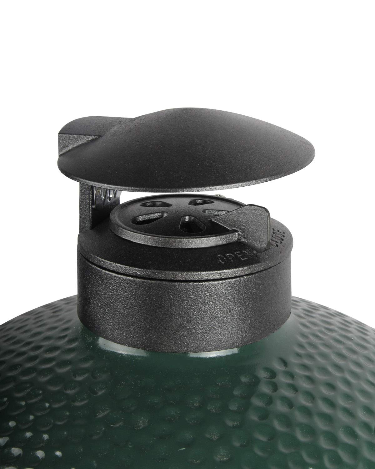 KAMaster front view installed on Green Egg showing solid construction and benefit of durability