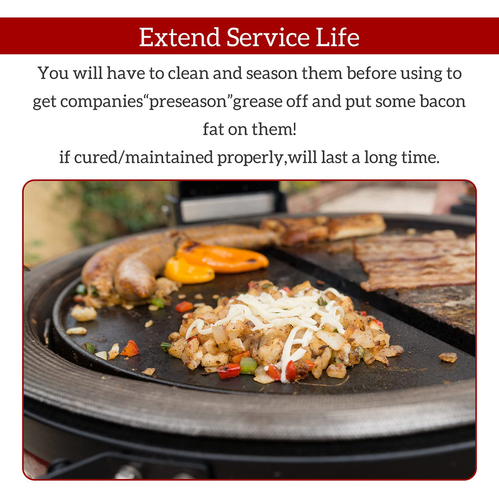 KAMaster half-moon griddle installed inside 18-inch kamado grill for compatibility
