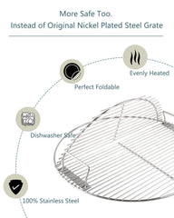 KAMaster hinged grate opened to reveal charcoal access for quick fuel addition benefit