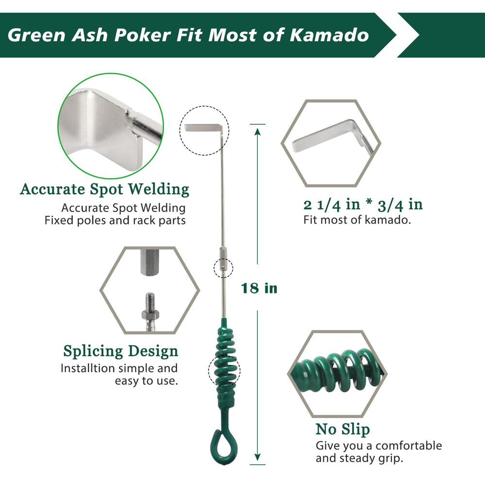 KAMaster ash rake bent head detail reaching deep to clear ash efficiently