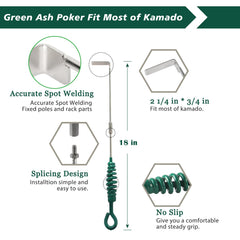 KAMaster ash rake bent head detail reaching deep to clear ash efficiently