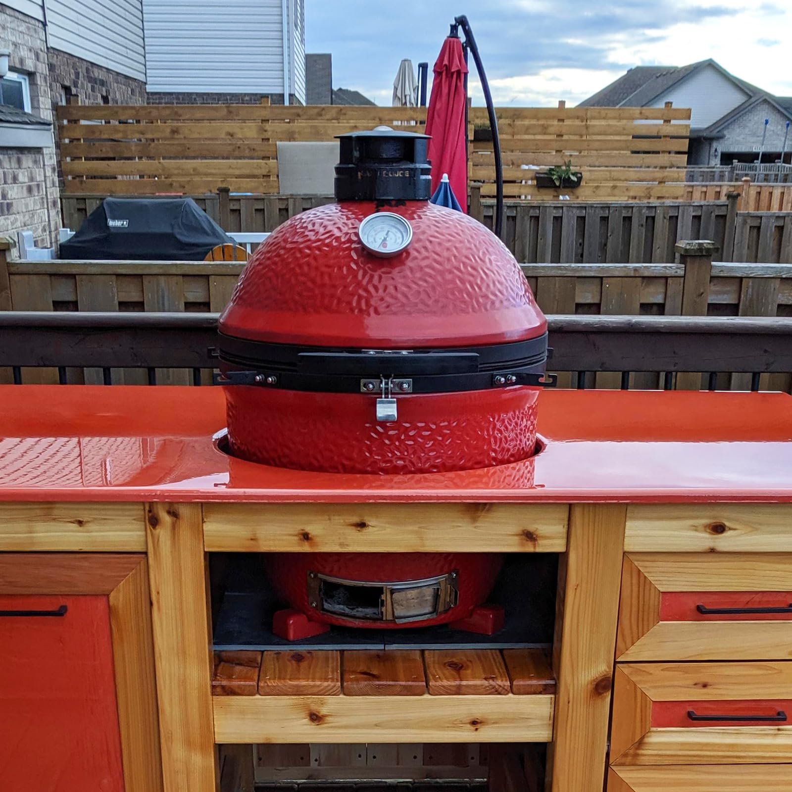 KAMaster red ceramic feet in backyard lifestyle scene enhancing safety