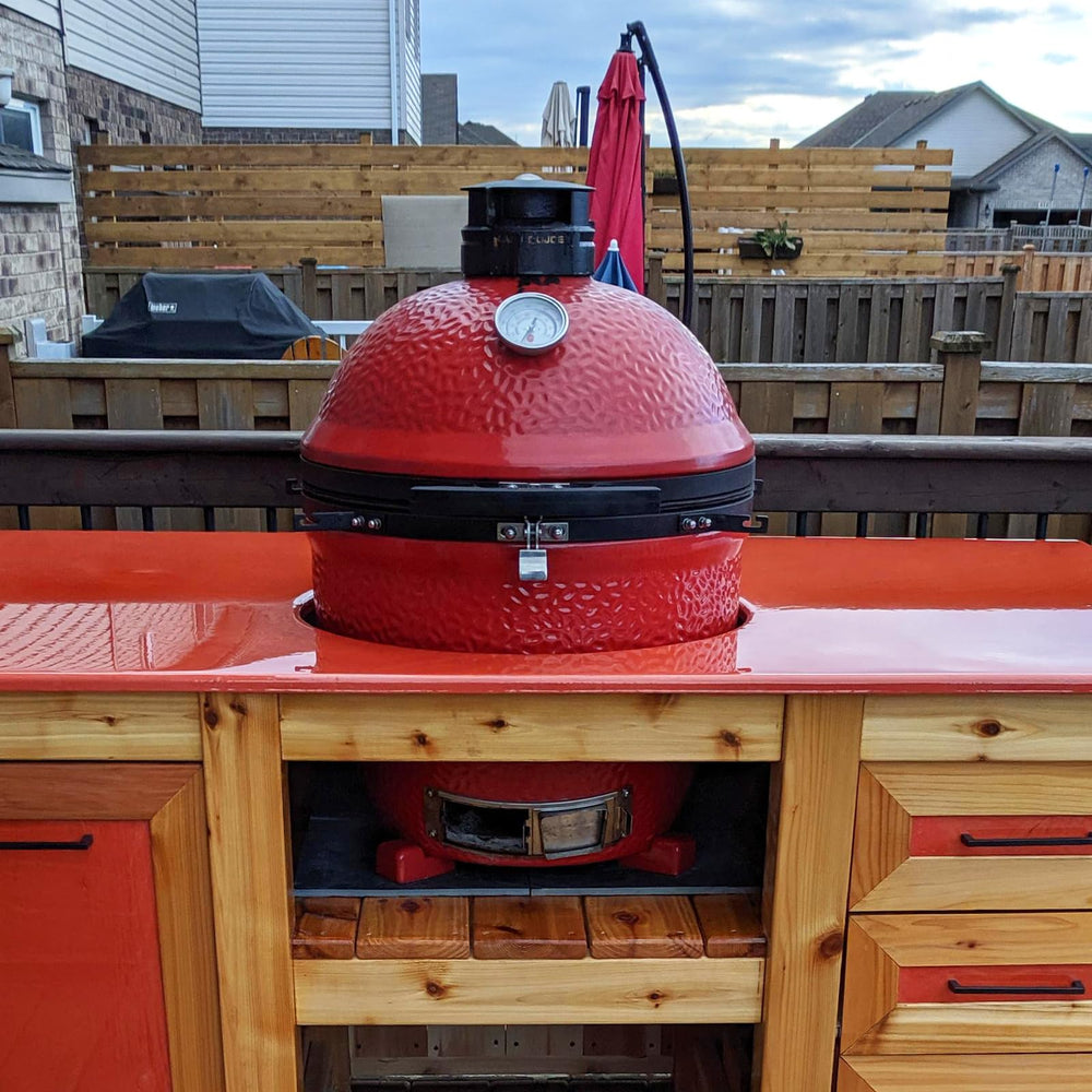 KAMaster red ceramic feet in backyard lifestyle scene enhancing safety