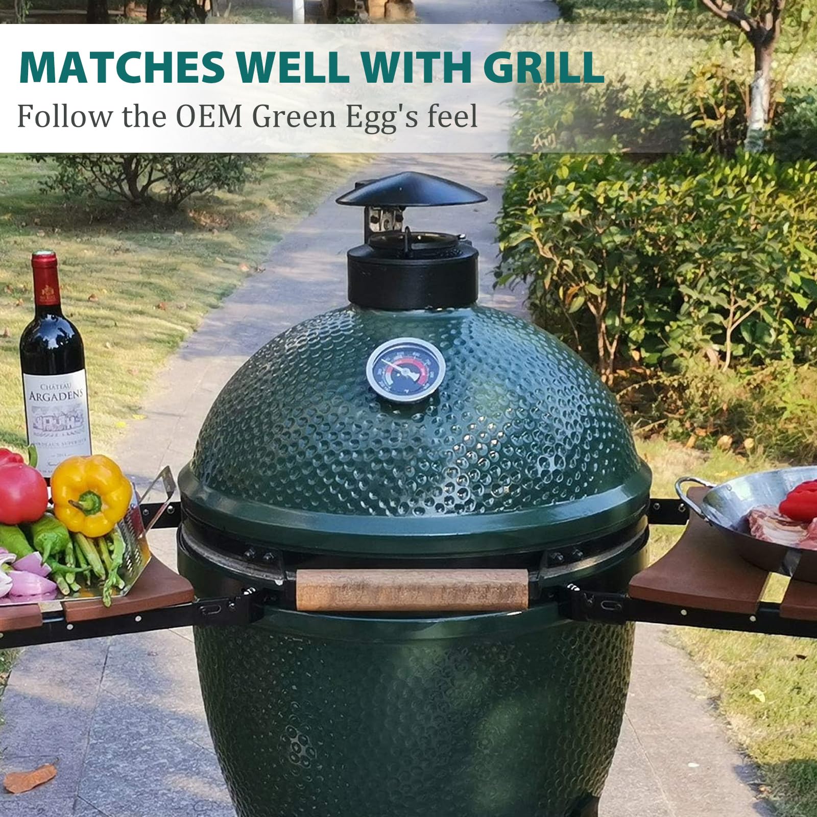 KAMaster next to grill cover showing fit and compatibility with Green Egg covers