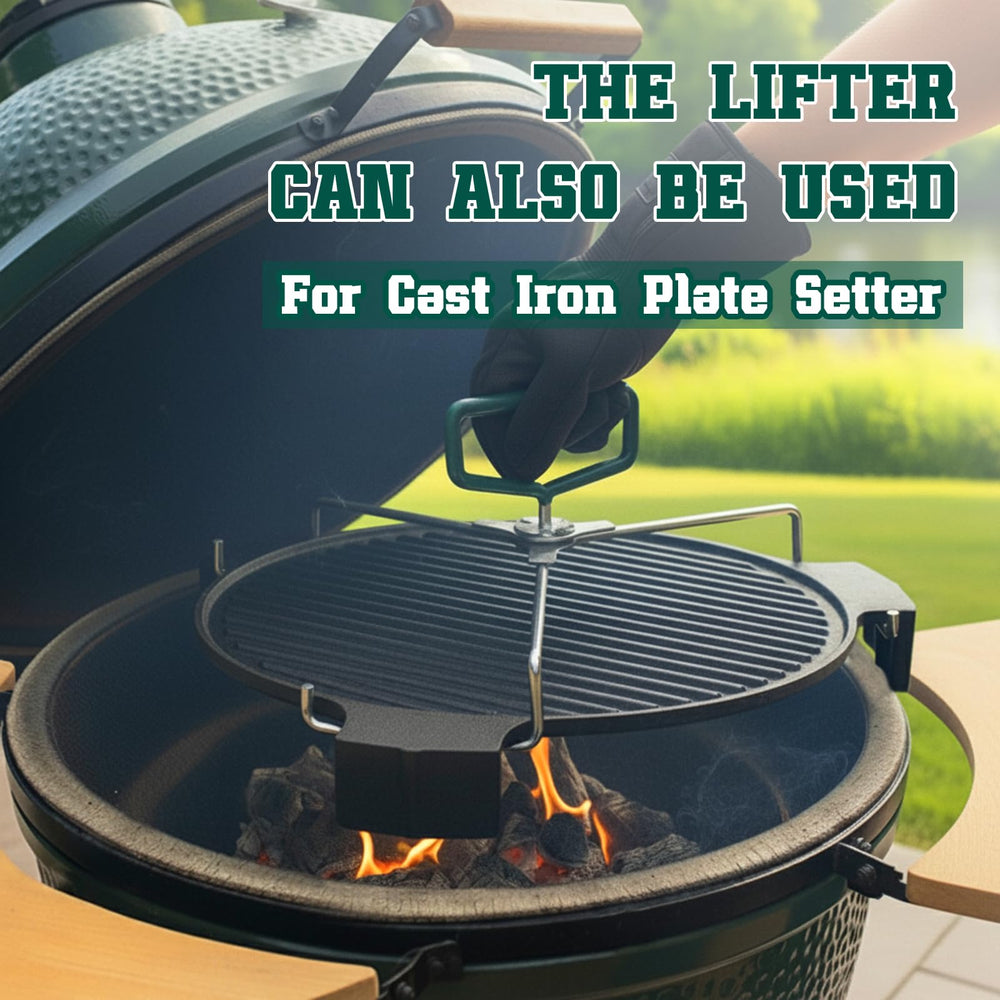 KAMaster plate setter next to ruler showing 18-inch scale for correct large-kamado fit