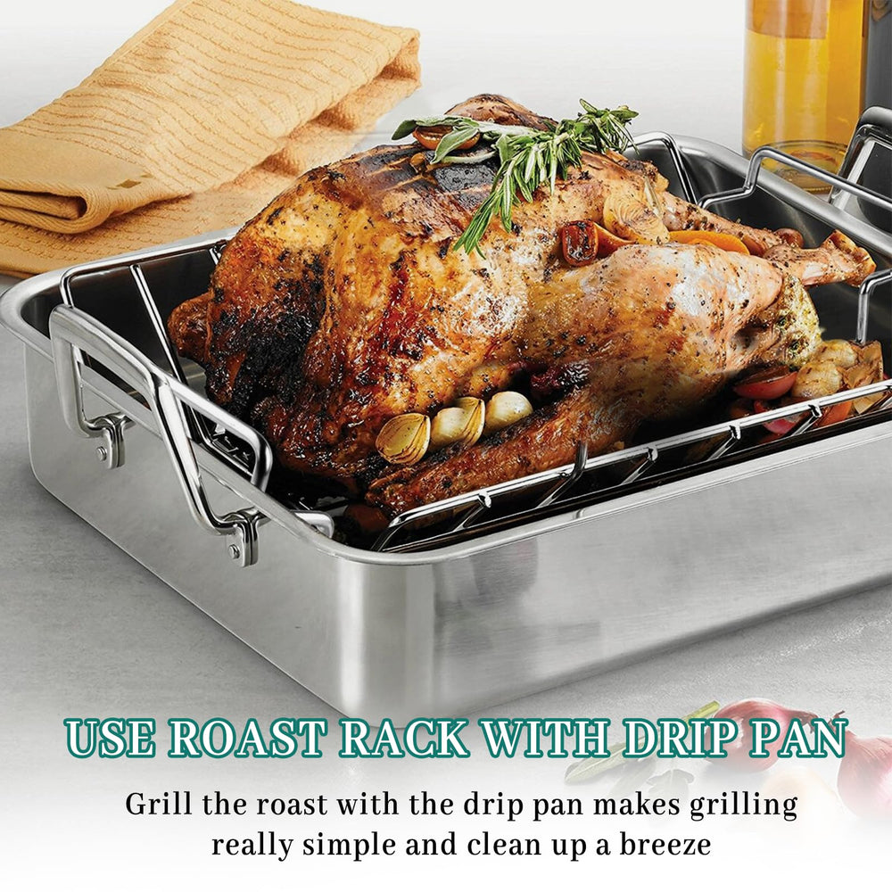 KAMaster supporting a whole roasted turkey elevated for even browning benefit