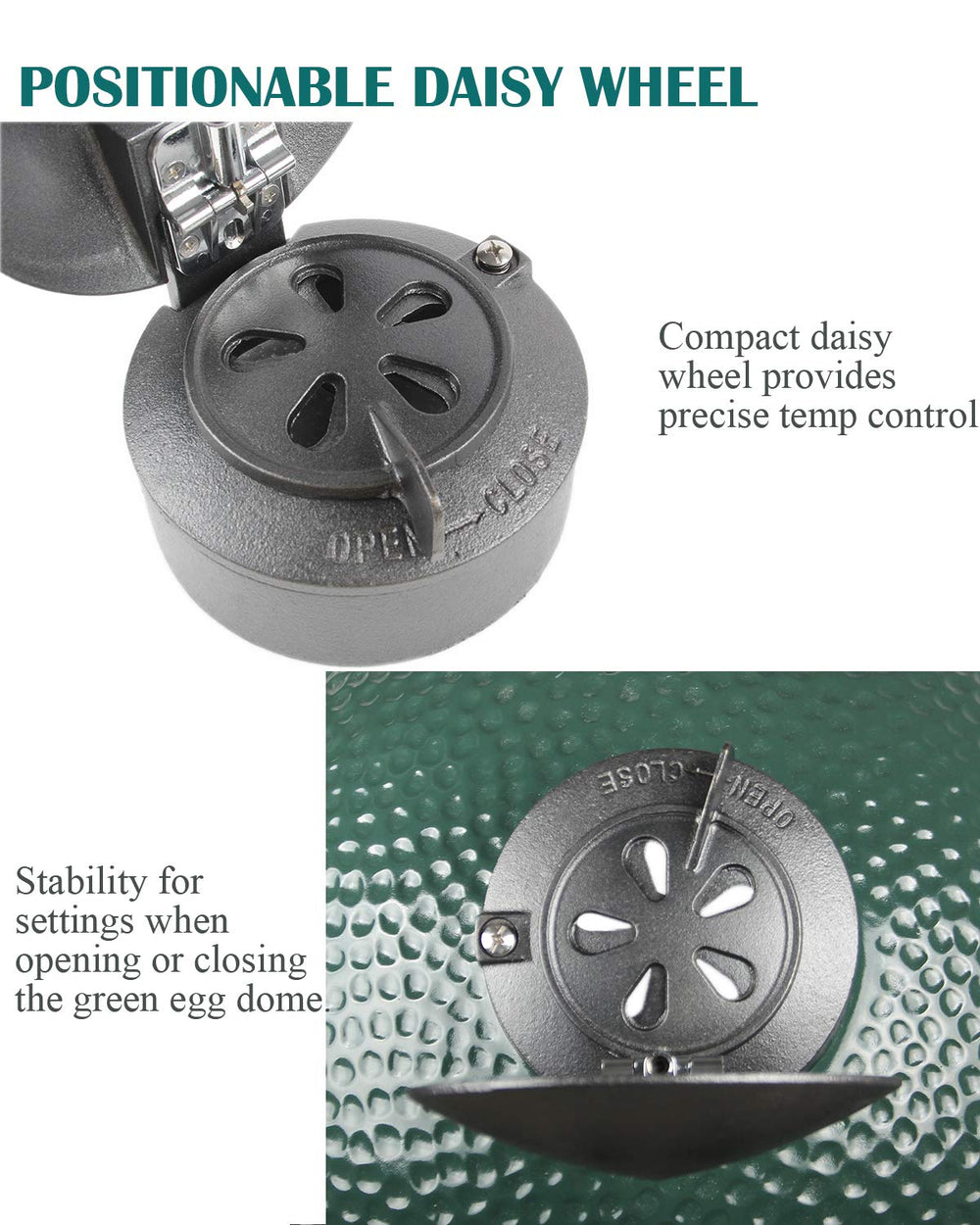 KAMaster rain cap closed protecting Green Egg from rain and debris during bad weather