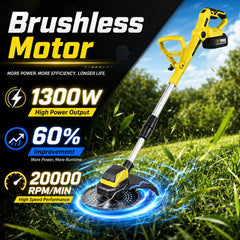 KAMIERTE motor and control close-up emphasizing brushless motor durability and easy switches