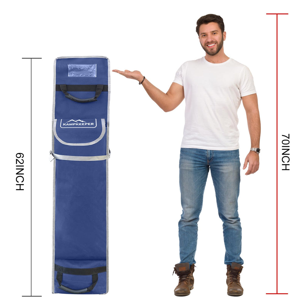 KAMPKEEPER bag beside packed 10x10 canopy for clear size and fit verification
