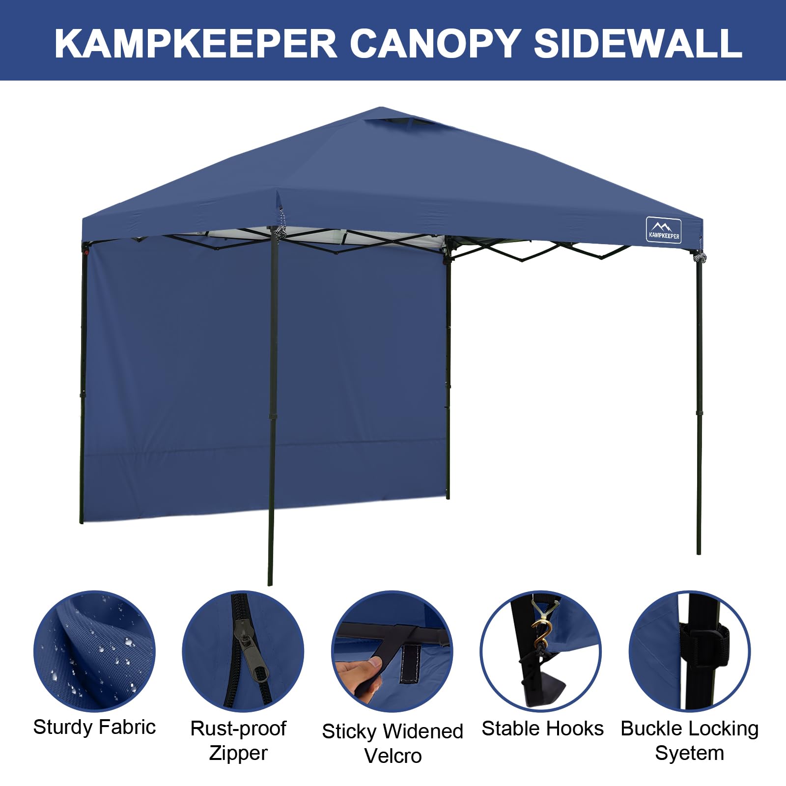 KAMPKEEPER fabric close-up showing 210D texture and PU waterproof backing