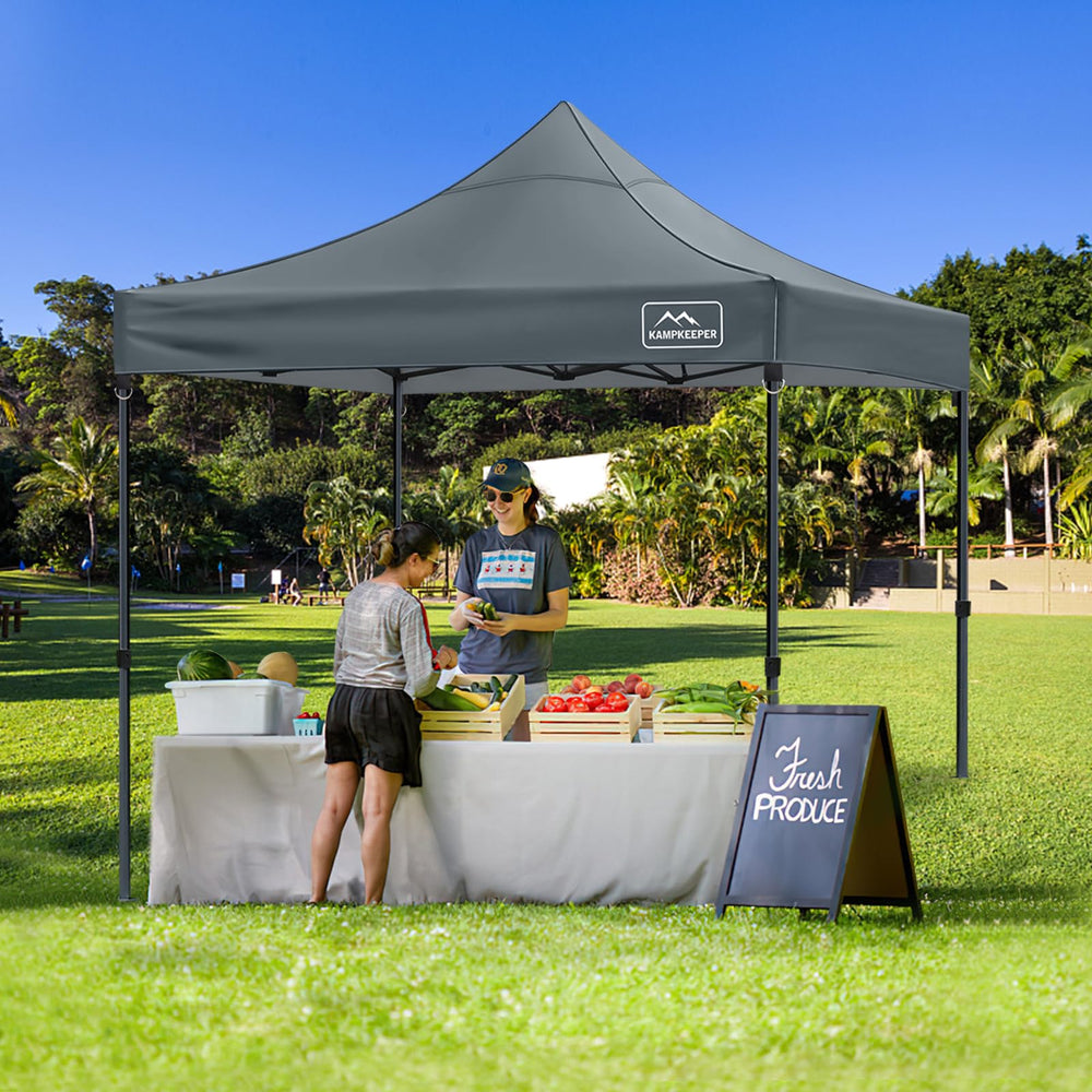 KAMPKEEPER canopy top in backyard setting enhancing outdoor comfort and shelter