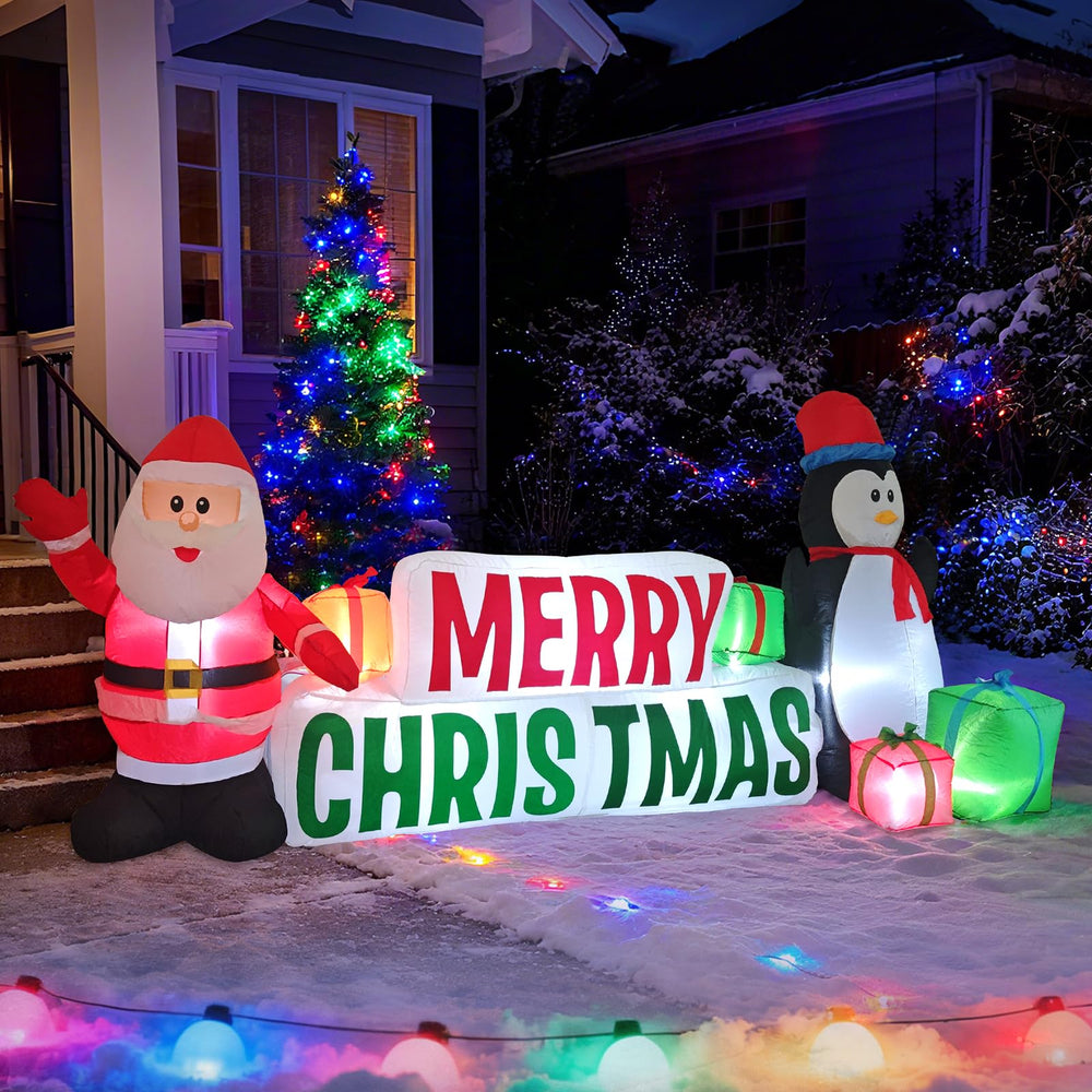 KAMUNING front view of 6ft Merry Christmas inflatable, eye-catching curb appeal