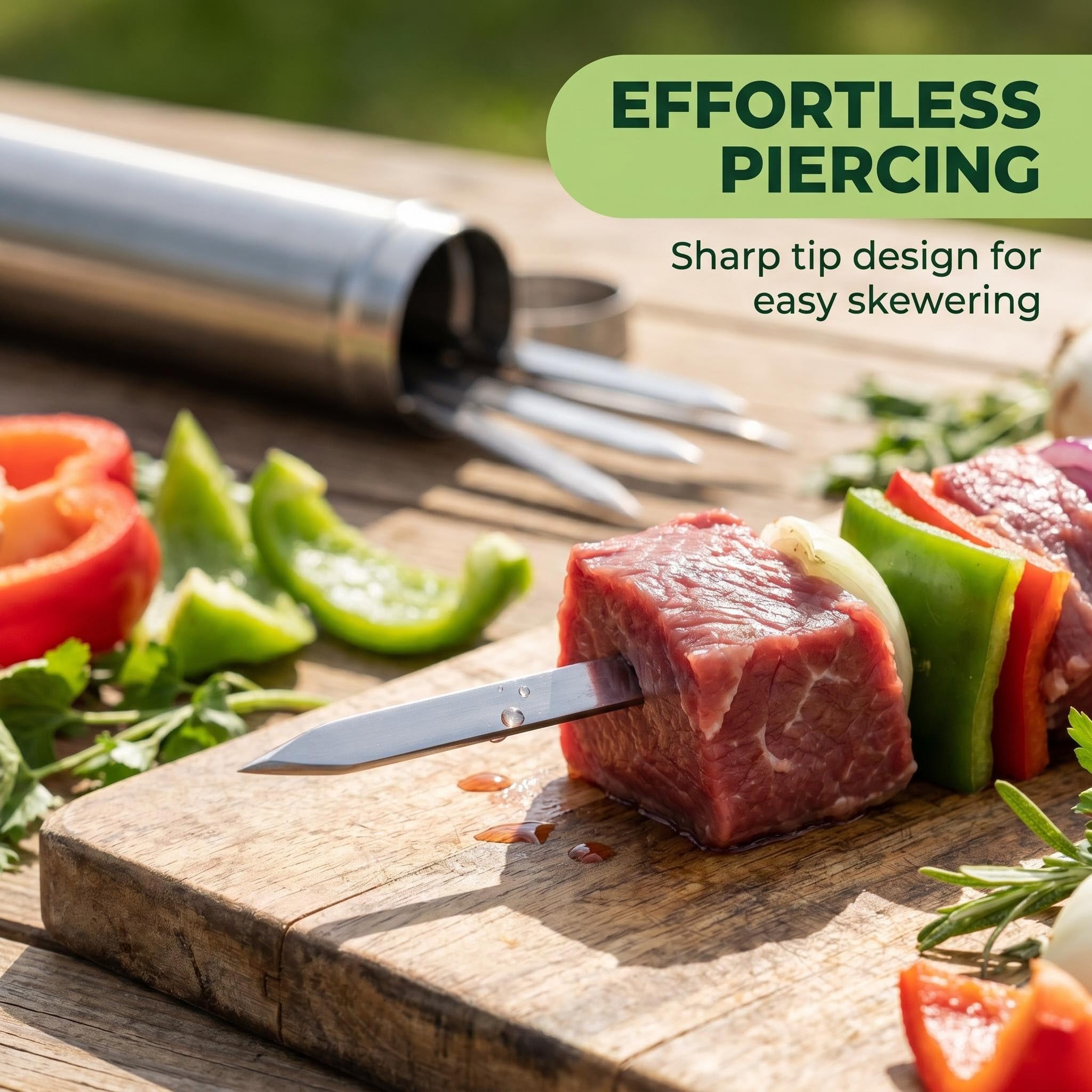 KaMyaTka skewers with kebab demonstrating no-rotation flipping convenience