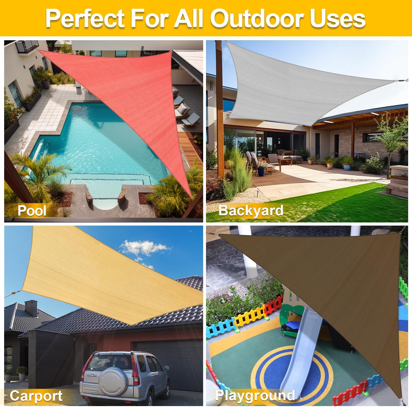 KANAGAWA shade installed over patio creating cooler, shaded outdoor seating