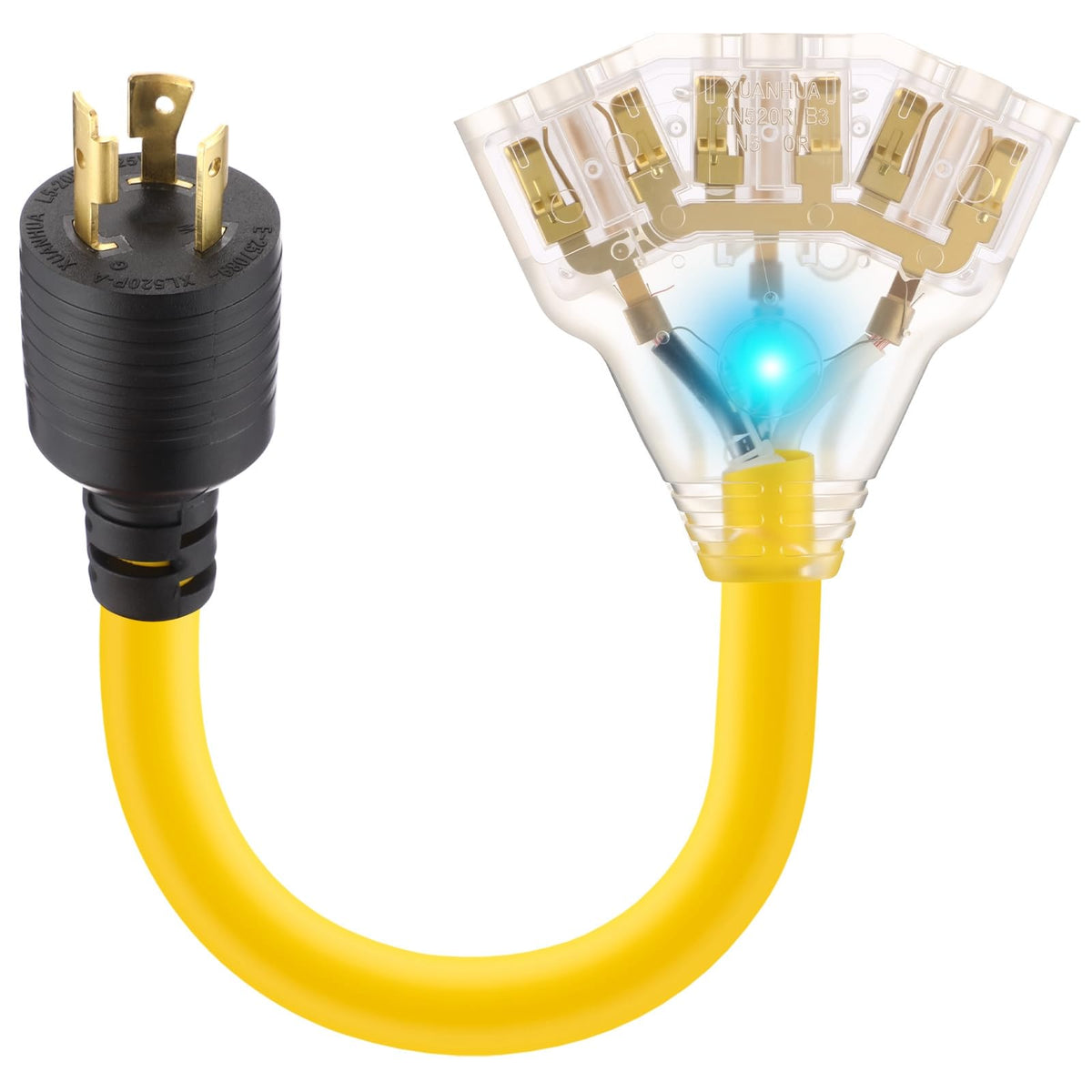 Kanayu front view showing L5-20P to three outlets for convenient power distribution