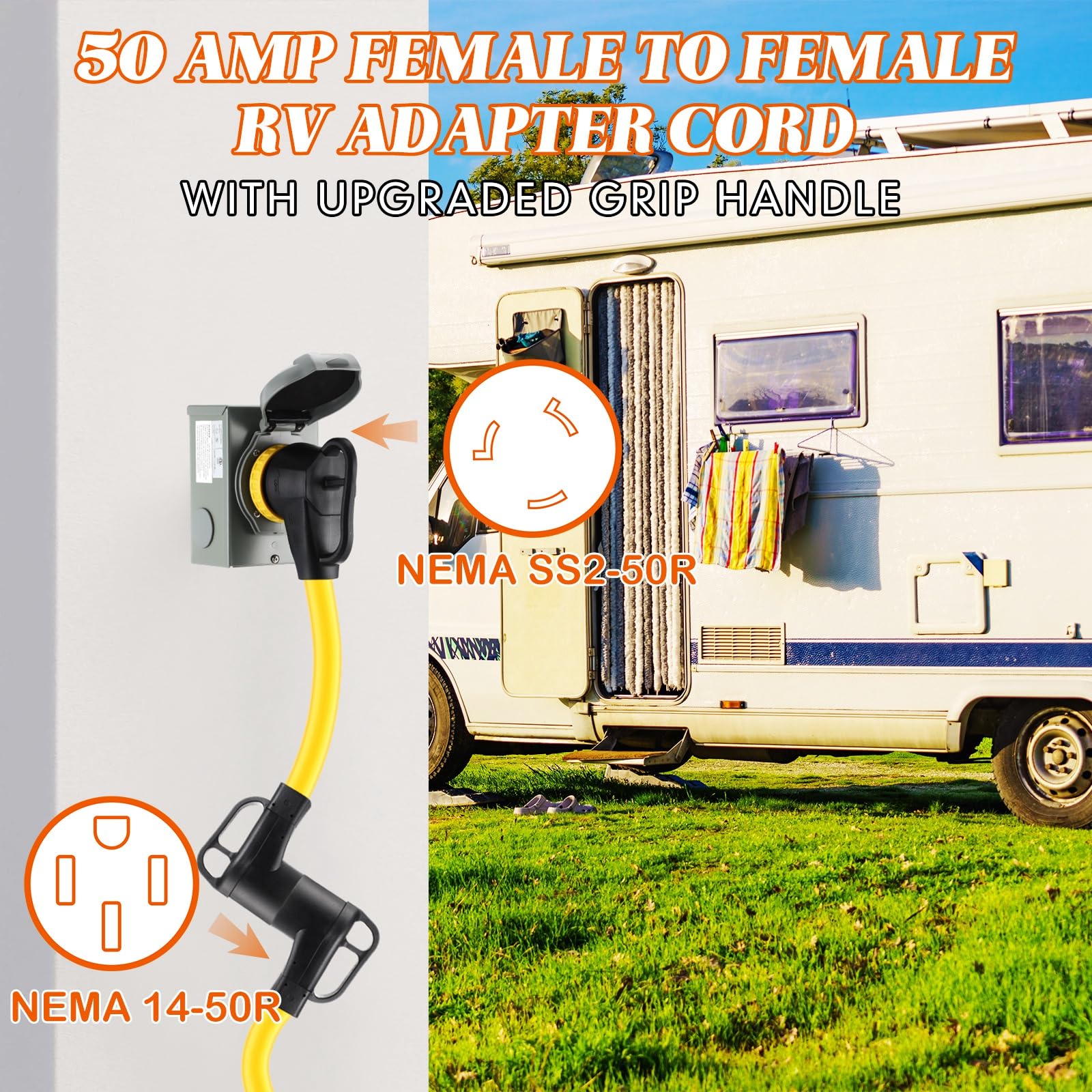 Kanayu 90-degree grip handle view enabling easy plug and unplug
