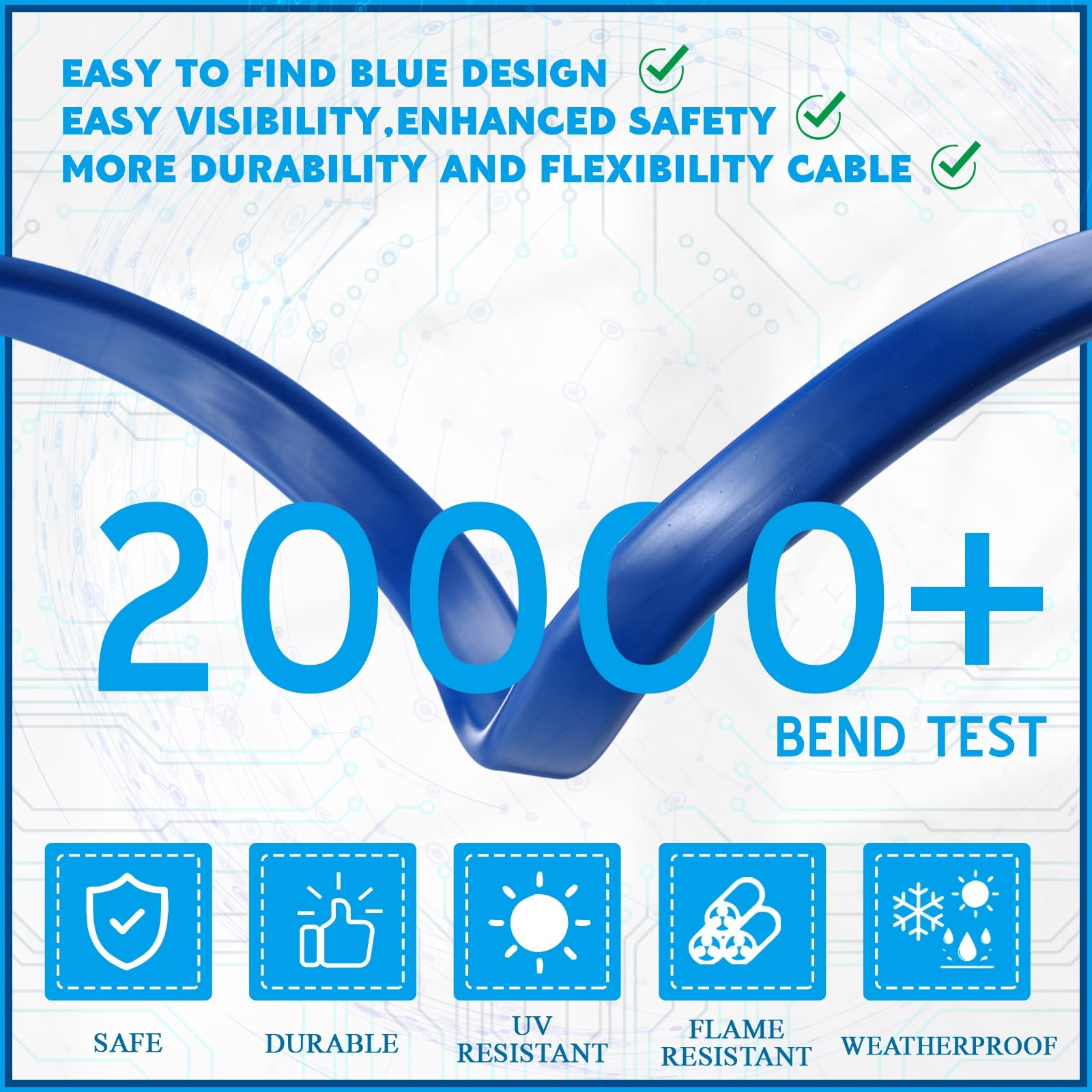 Kanayu lifestyle image at campsite showing visible blue cord improving safety