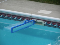 K&D Products Skim-eeze capturing leaves on pool surface to keep water clearer with minimal effort