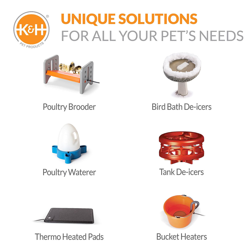 K&H brooder packaging and manual showing ready-to-use safety-certified product