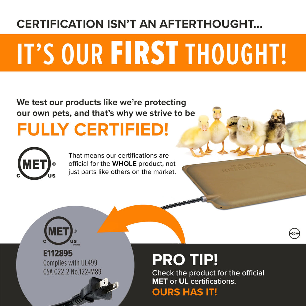 K&H heated pad placed in brooder box demonstrating safe, localized warmth