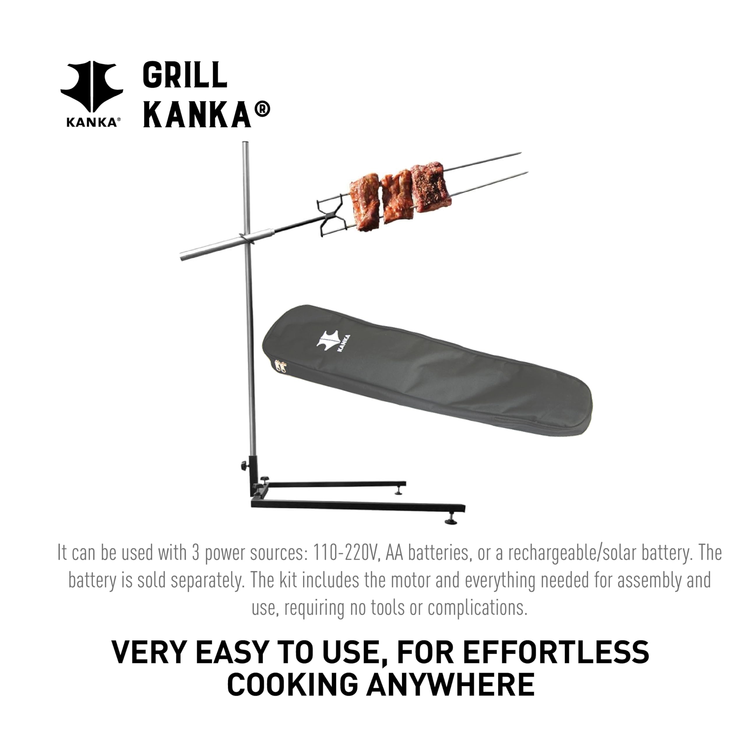 KANKA close-up of stainless steel spit and forks highlighting durability benefit