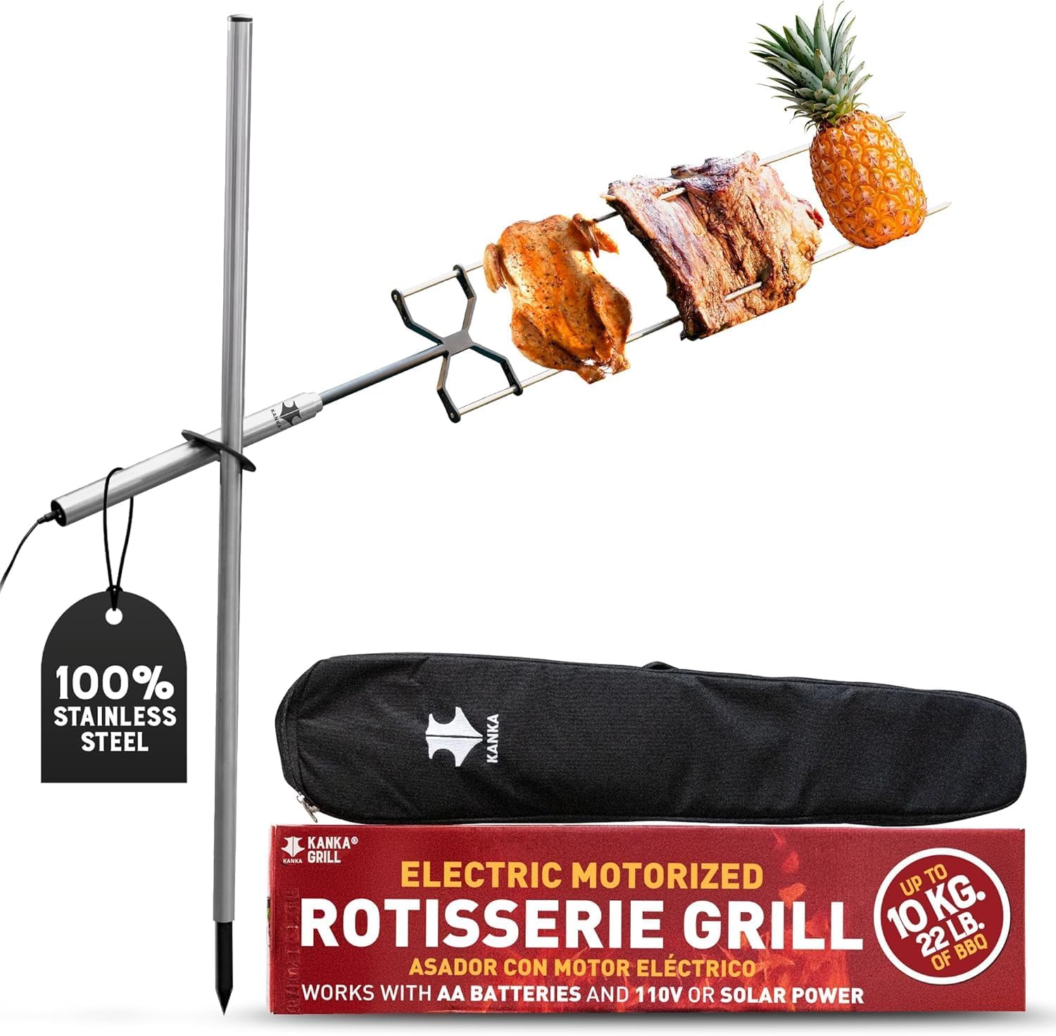 KANKA front view of assembled rotisserie kit showing portability and setup benefit