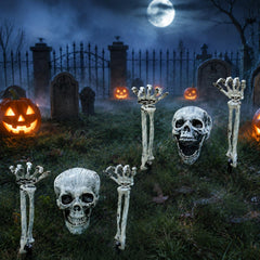 Kannove front view of two groundbreaker skeleton stakes enhancing yard curb appeal