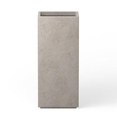 Kante planter front view showing modern square silhouette and weathered concrete look, enhances curb appeal