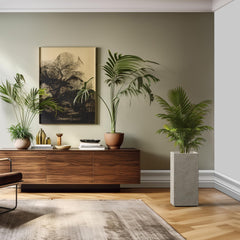 Kante planter on patio with tall plant showing lightweight portability and stylish outdoor display