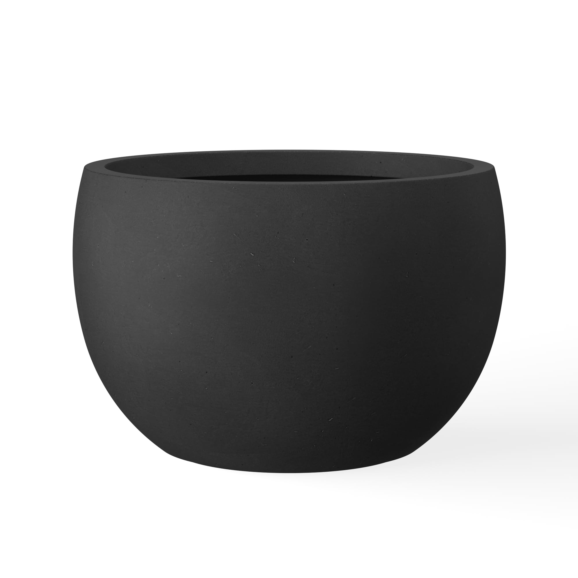 Kante front view of black concrete planter showing modern silhouette and stability
