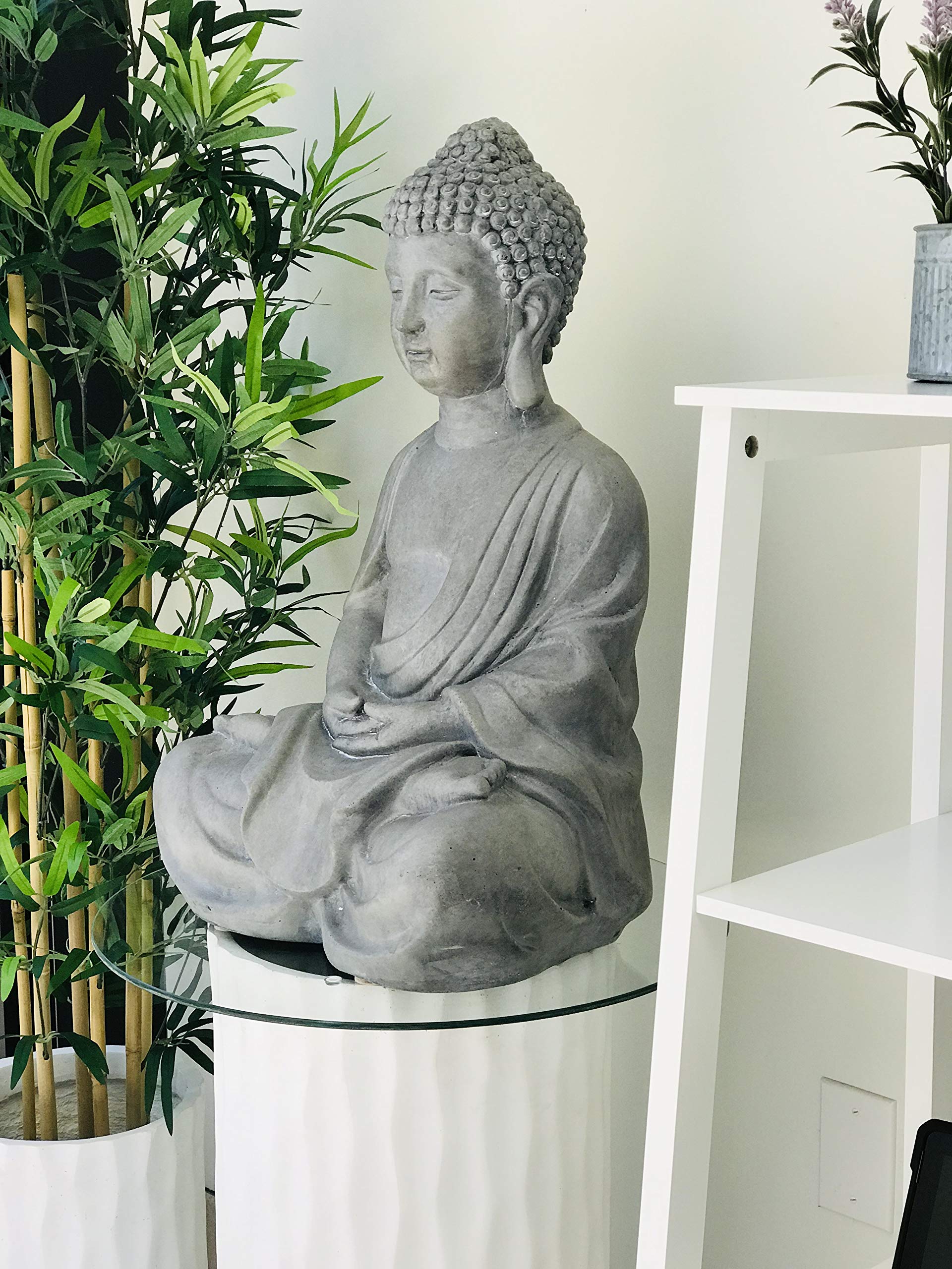 Kante statue on balcony illustrating compact footprint and decor versatility