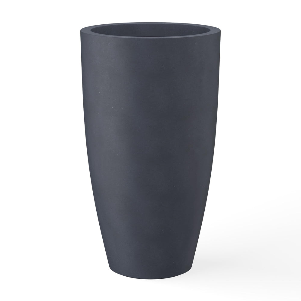 Kante front view charcoal planter showing clean curves and modern appeal