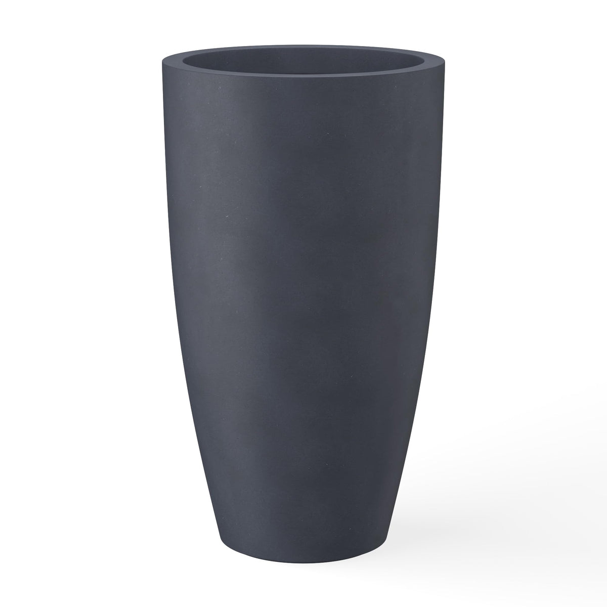 Kante front view charcoal planter showing clean curves and modern appeal