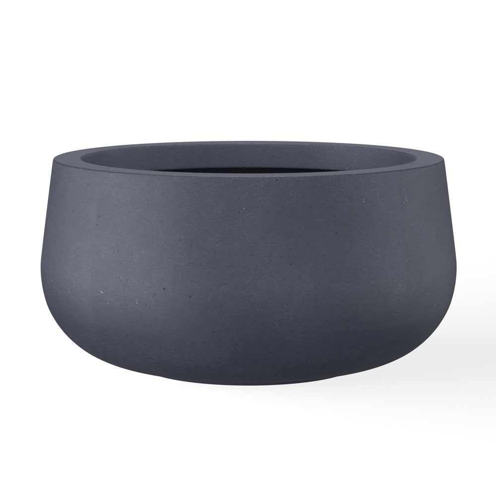 Kante charcoal planter front view showcasing modern styling and curb appeal