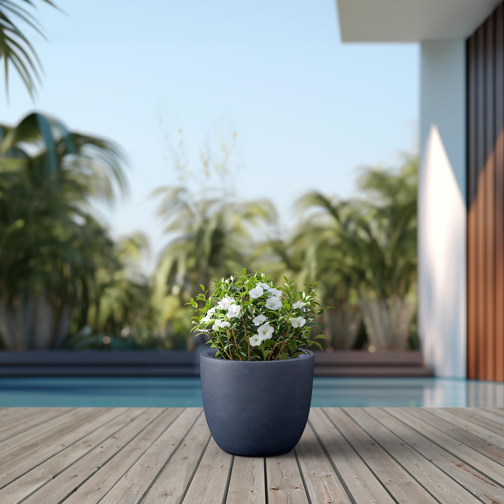 Kante planter styled on porch showing how it enhances outdoor decor