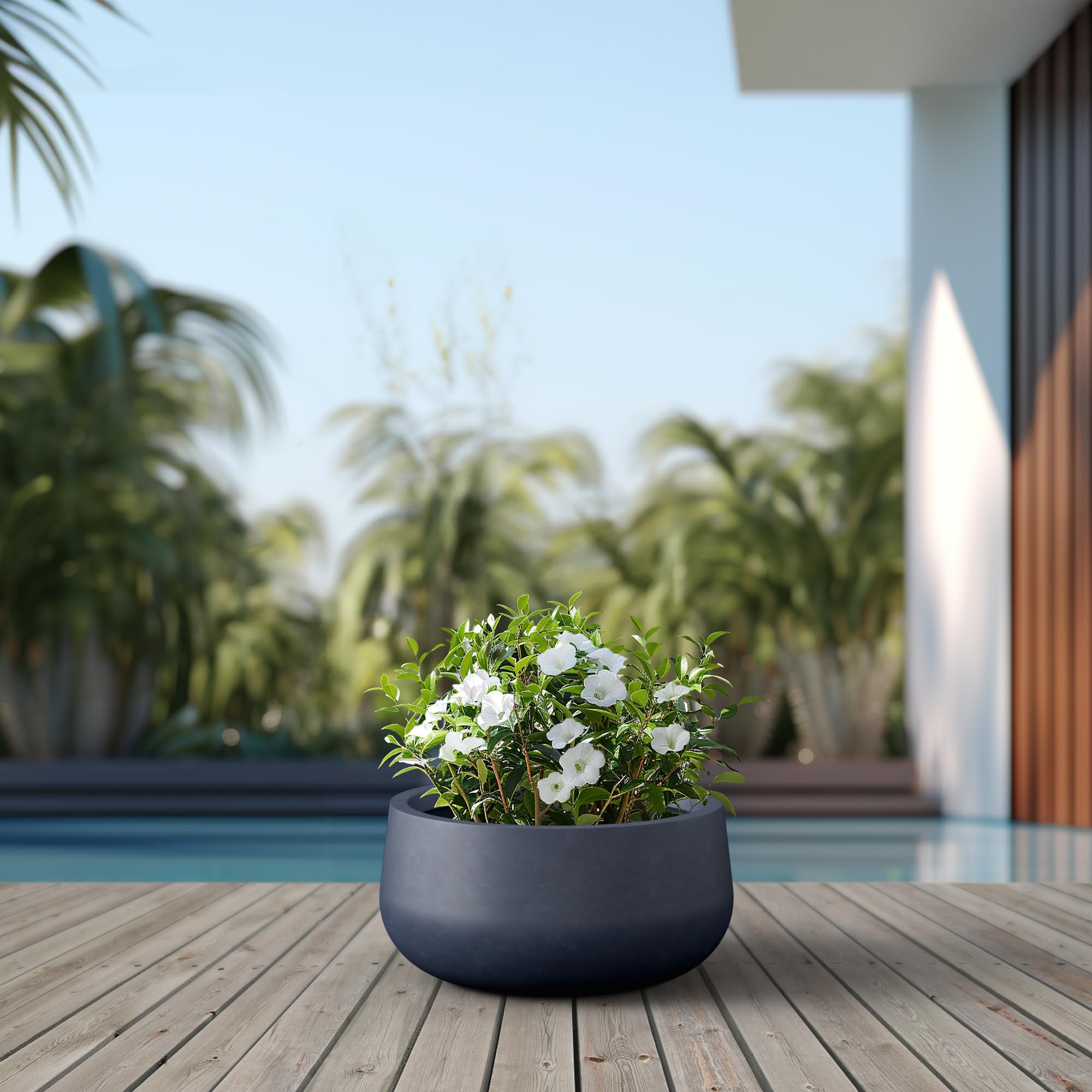 Kante charcoal planter scale with hand cart showing lightweight, easy movement