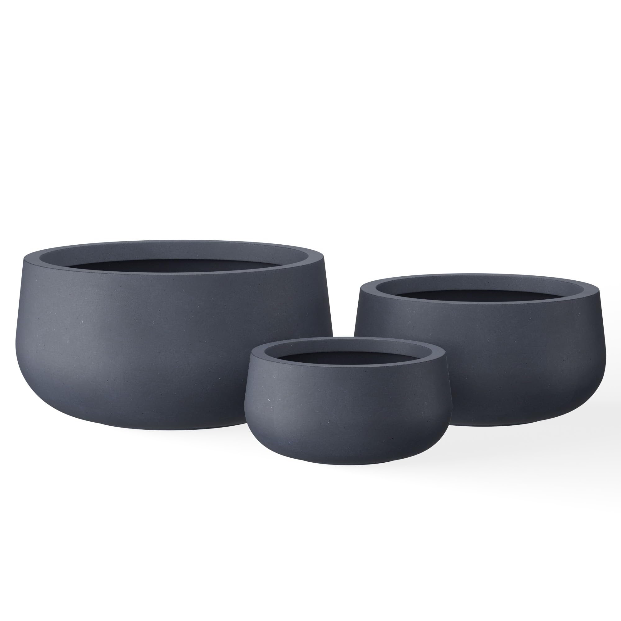 Kante charcoal planter set front view showing modern look and easy styling