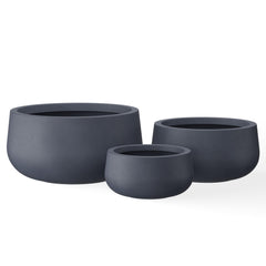 Kante charcoal planter set front view showing modern look and easy styling