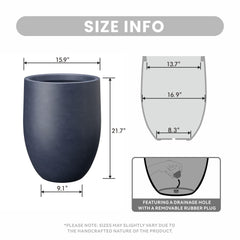 Kante charcoal planter side profile highlighting smooth curves and stability