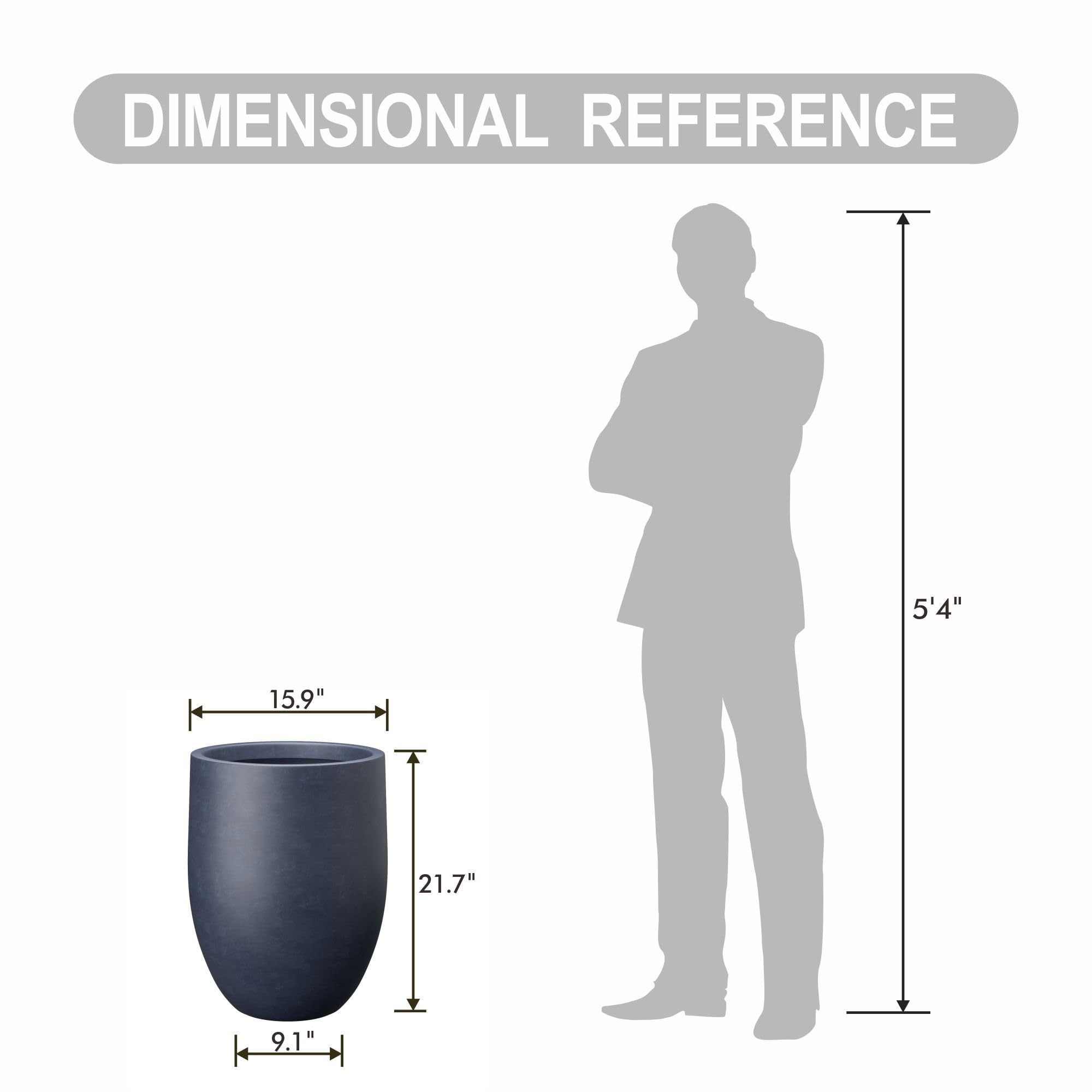 Kante charcoal planter size comparison with person to show scale and portability