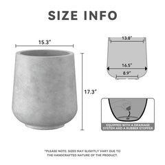 Kante planter close-up of pore texture and finish, highlights authentic concrete look