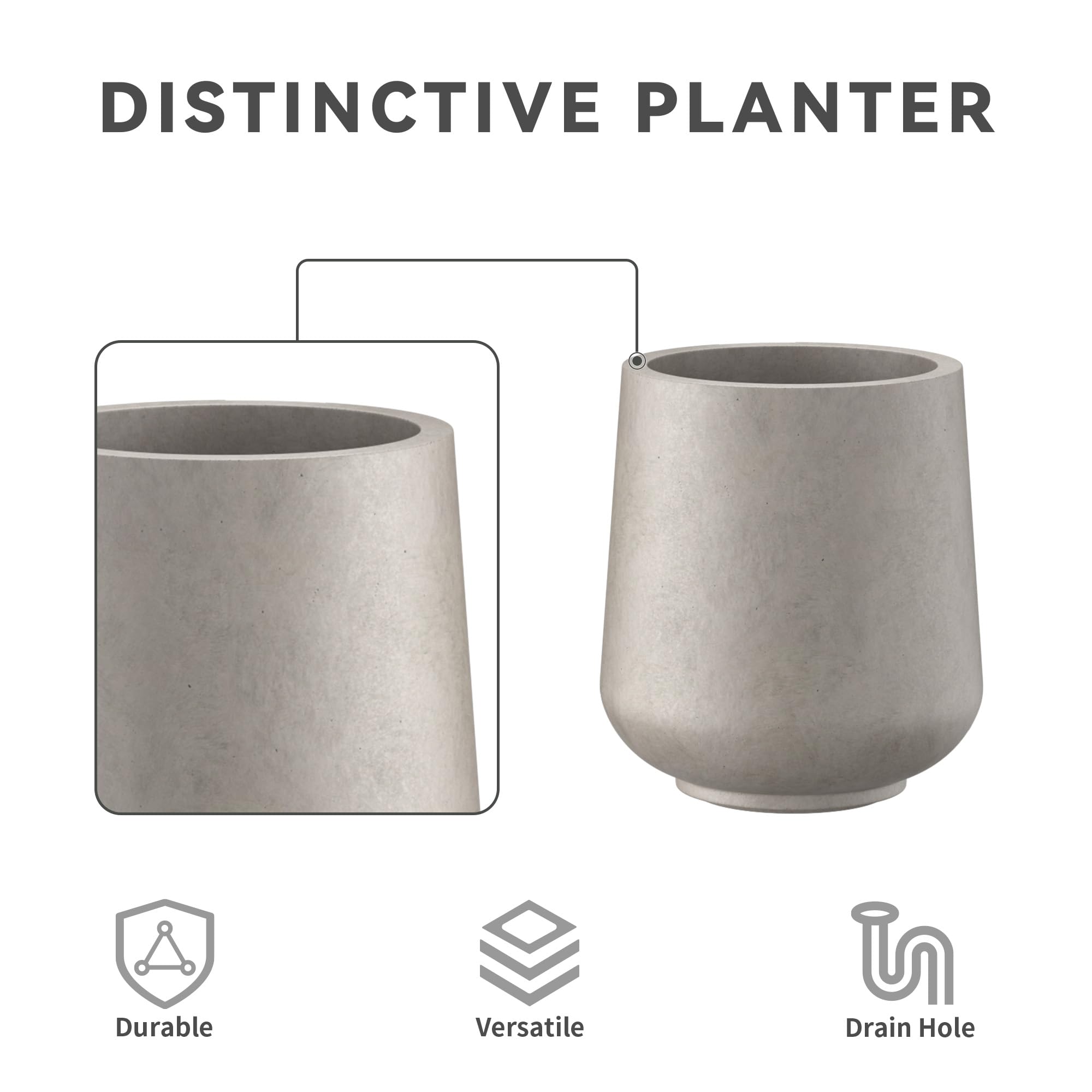 Kante drainage hole with rubber plug shown for indoor protection