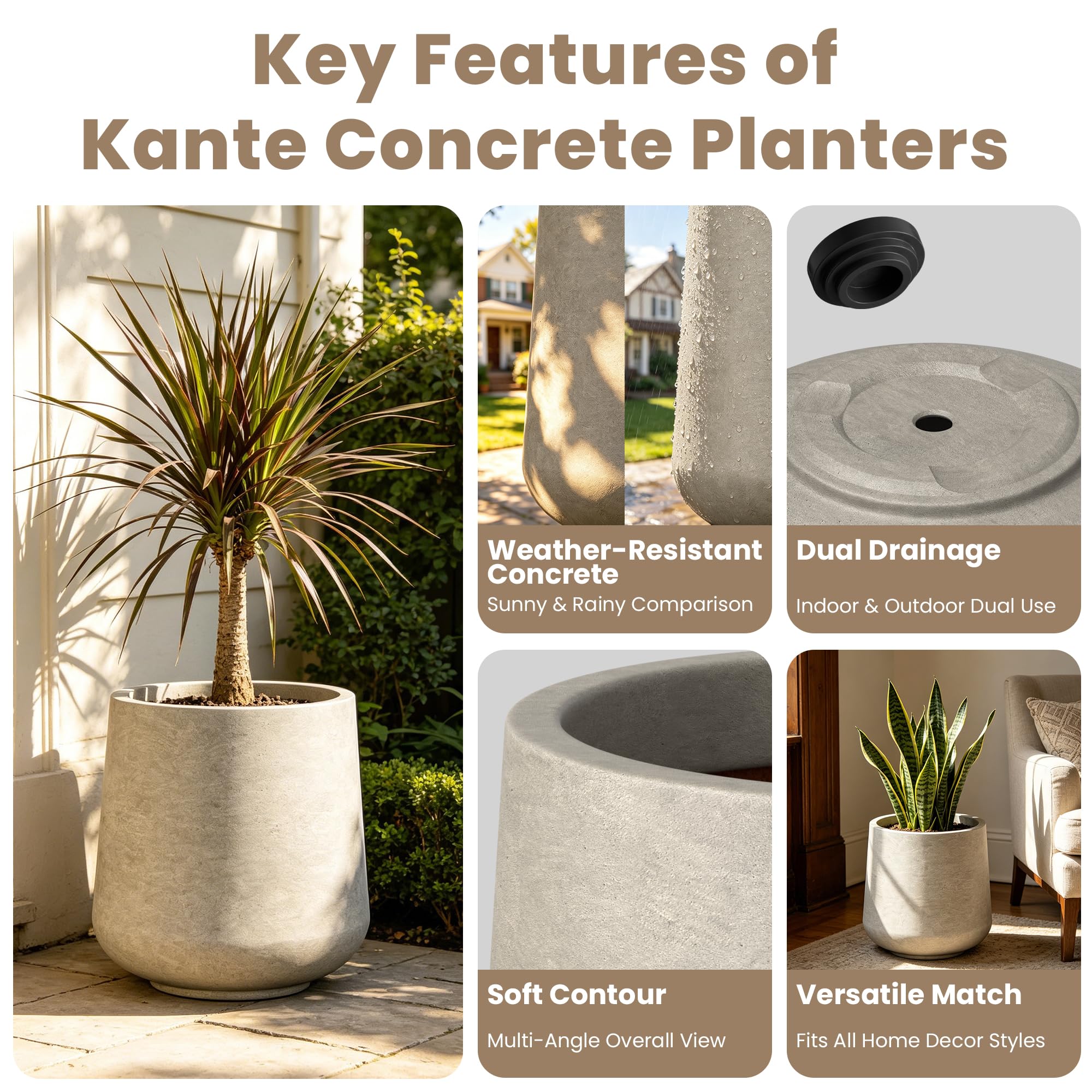 Kante drainage hole with rubber plug offering controlled water drainage