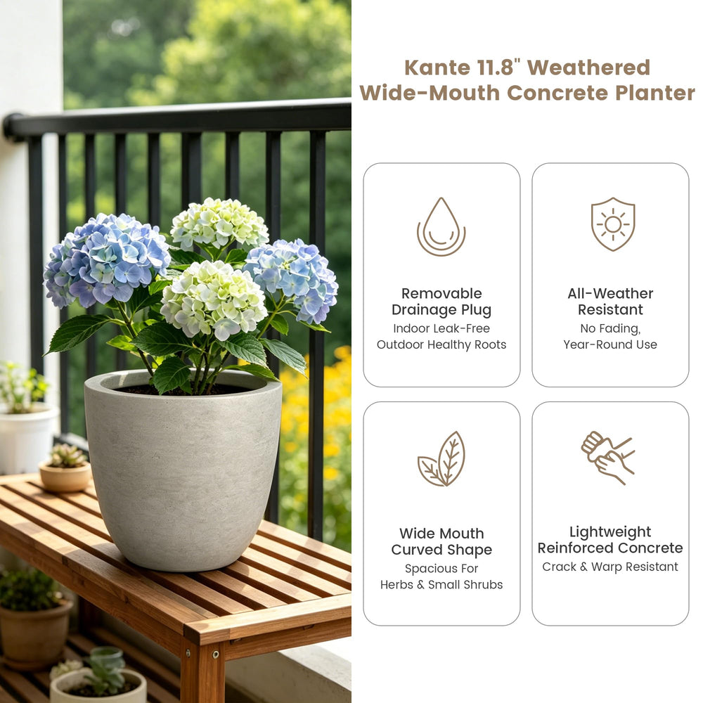 Kante drainage hole with rubber plug visible for controlled watering indoors or outdoors