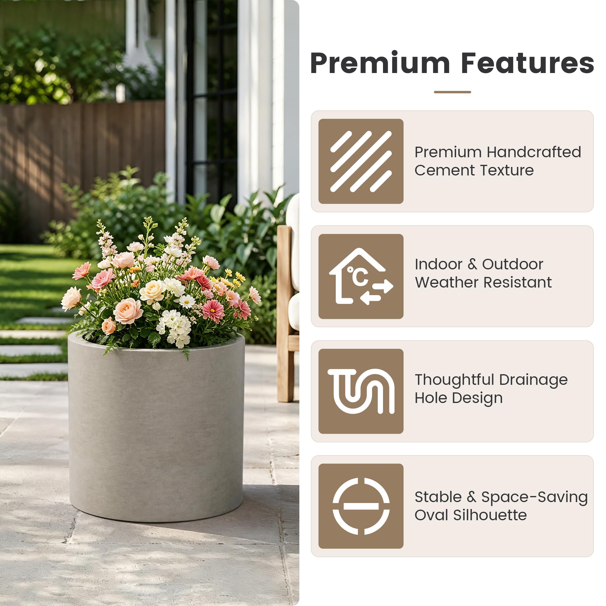 Kante drainage hole and rubber plug for flexible indoor or outdoor use