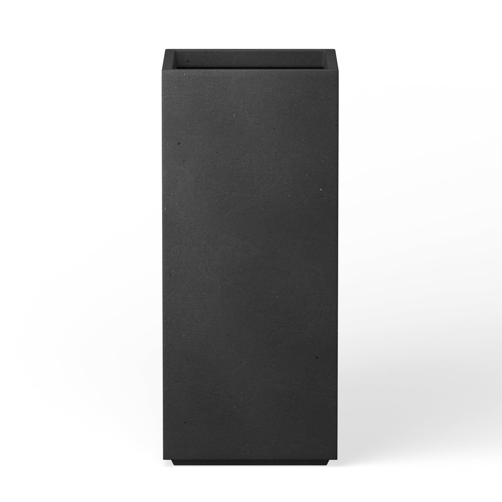 Kante front view showing sleek black column planter and modern curb appeal