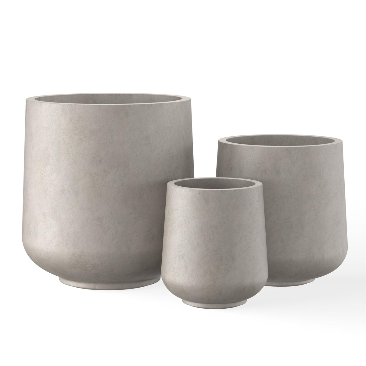 Kante front view of three-planter set showing modern curb appeal