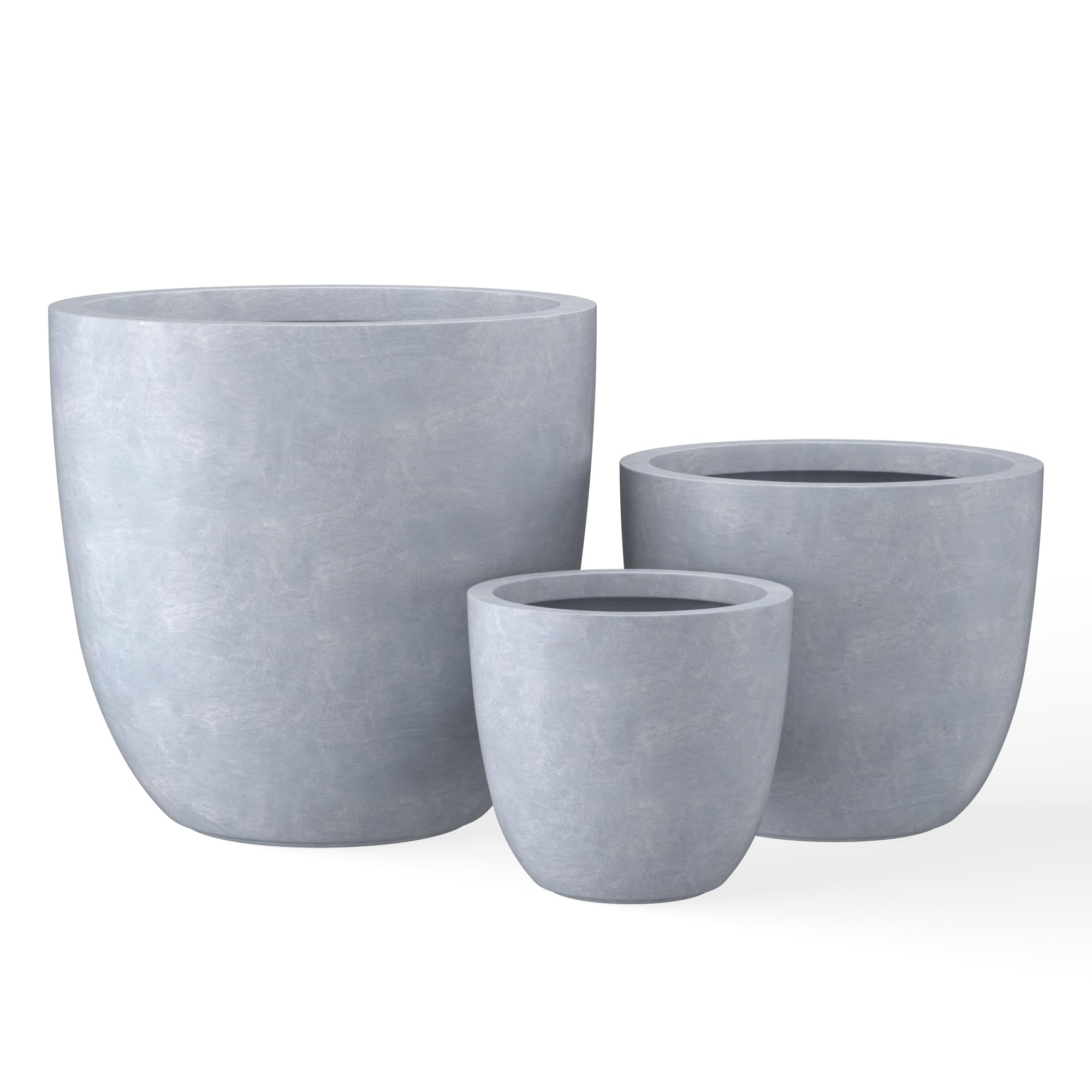 Kante front view of blue gray round planter showing modern curb appeal